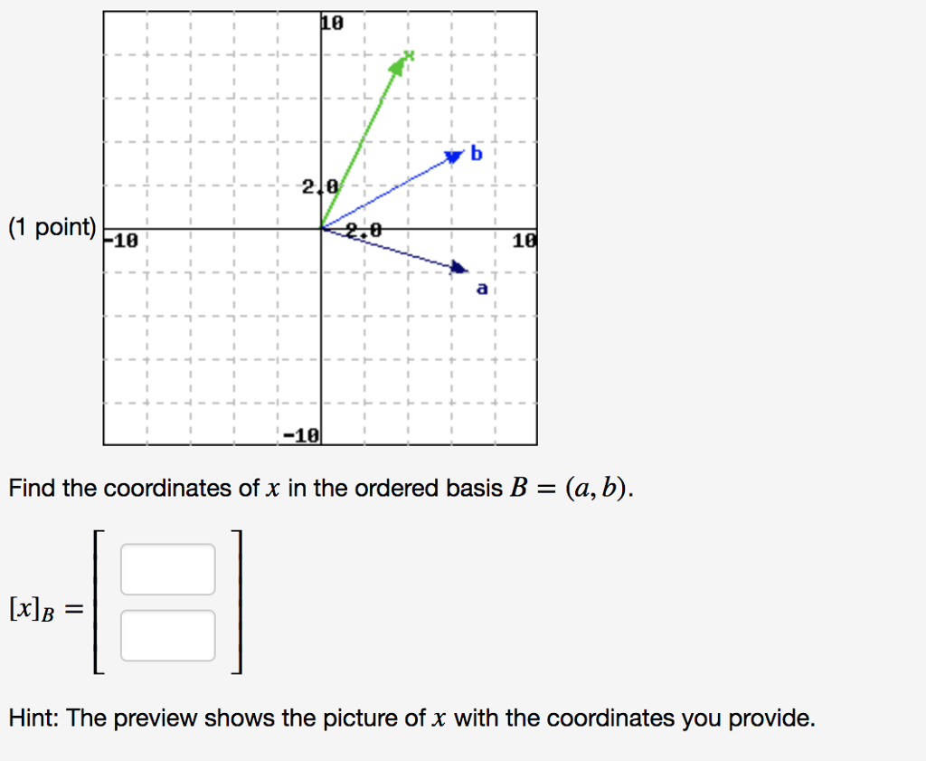 Solved 0 2 (1 Point) 10 1 -10 Find The Coordinates Of X In | Chegg.com