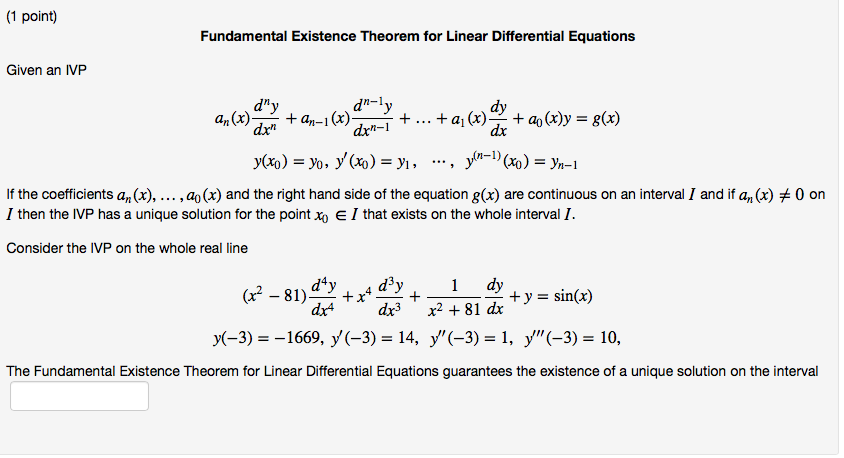 Solved Fundamental Existence Theorem for Linear Differential | Chegg.com
