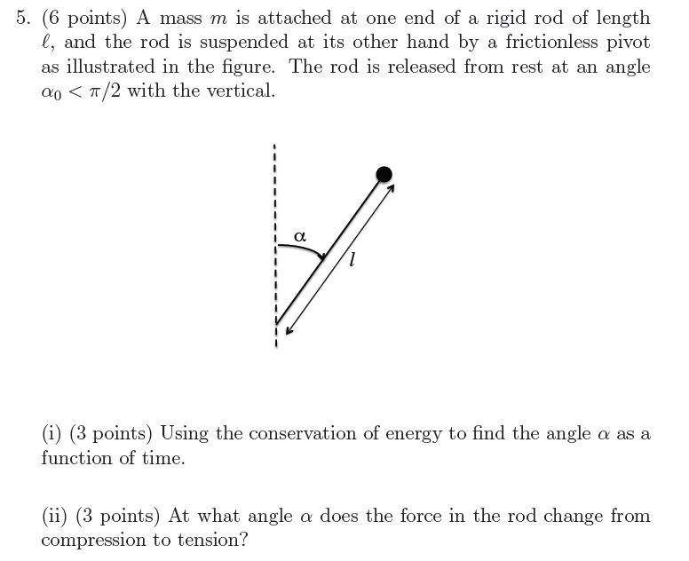 Solved A Mass M Is Attached At One End Of A Rigid Rod Of 