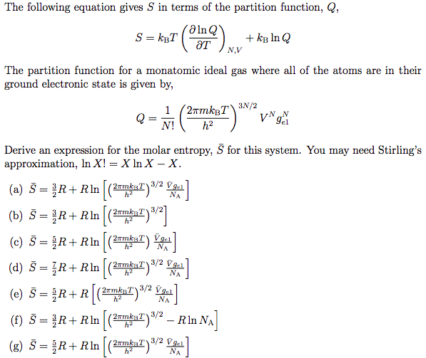 Solved The following equation gives S in terms of the