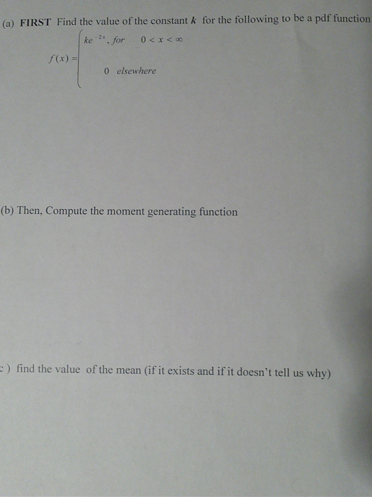 Solved (a) FIRST Find the value of the constant k for the | Chegg.com