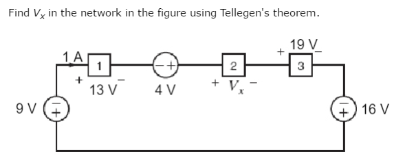 Solved Find Vx in the network in the figure using Tellegen's | Chegg.com