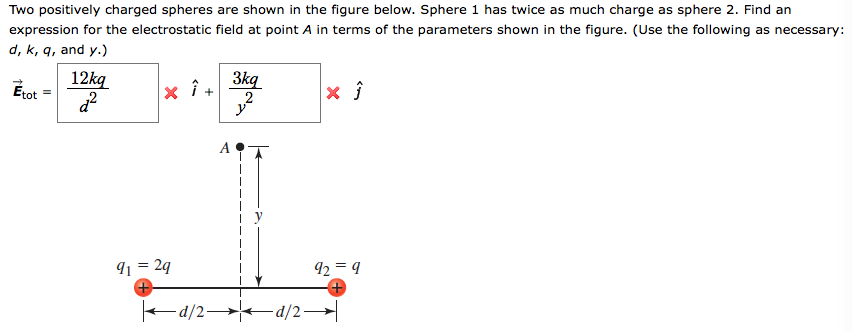 Solved Two Positively Charged Spheres Are Shown In The | Chegg.com