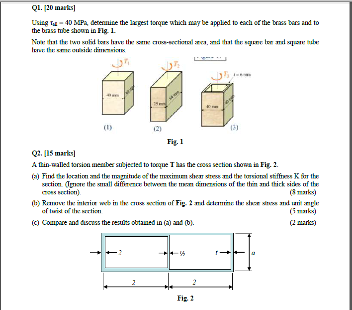 Using tau_all = 40 MPa, determine the largest torque | Chegg.com