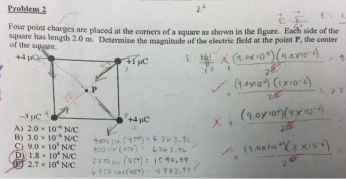 Solved Problem 2 Four Point Charges Are Placed At The | Chegg.com