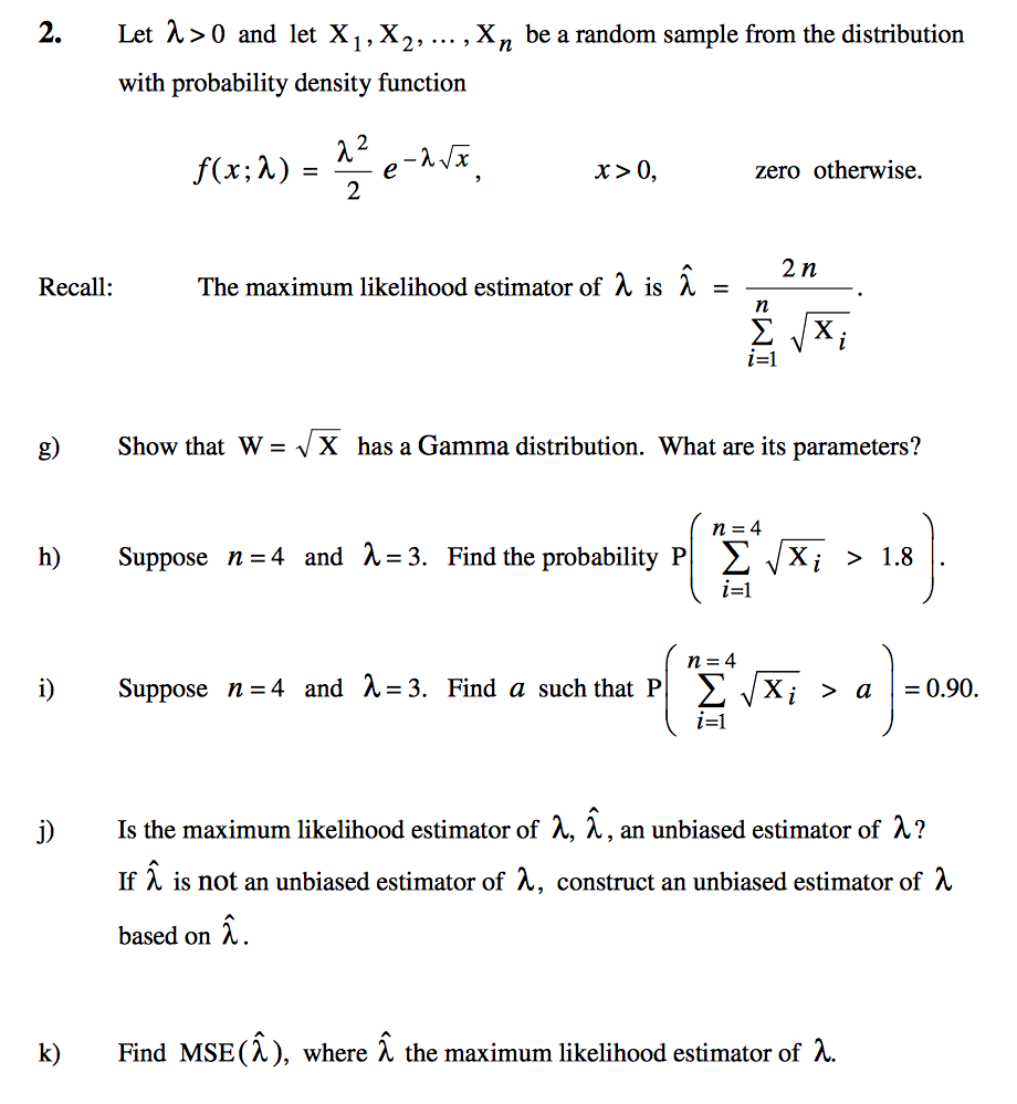 Solved Let lambda > 0 and let X_1, X_2, ..., X_n be a random | Chegg.com