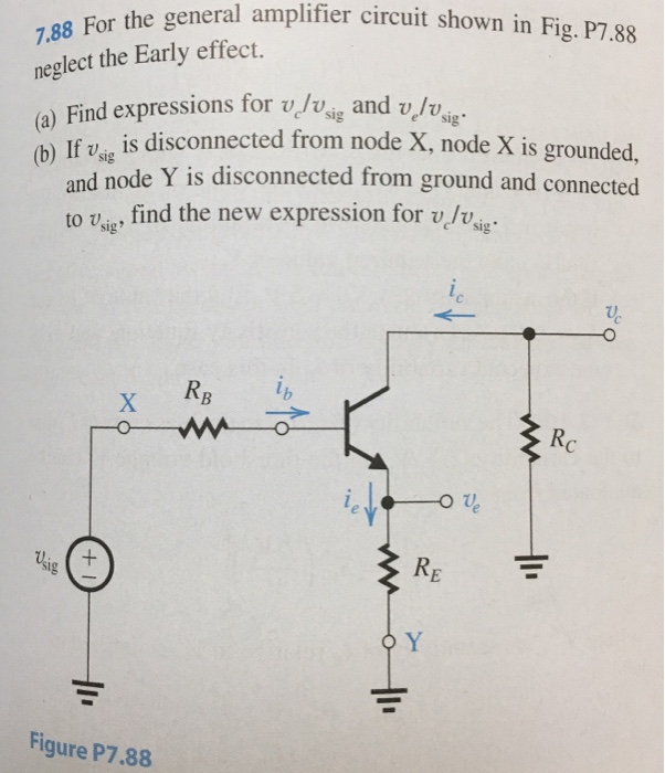 Solved For the general amplifier circuit shown in Fig. P7.88 | Chegg.com