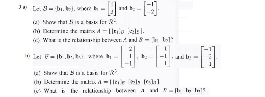 Solved A) Let B= {b_1, B_2}, Where B_1 = [1 3] And B_2 = [-1 | Chegg.com