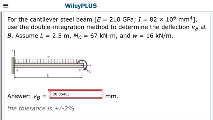 Solved For the cantilever steel beam [E = 210 GPa; I = 82 | Chegg.com