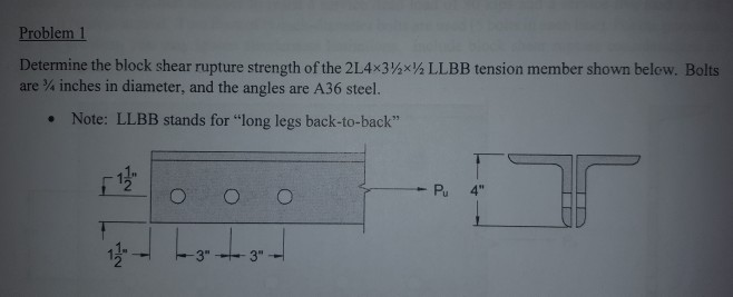 Solved Problem 1 Determine the block shear rupture strength | Chegg.com