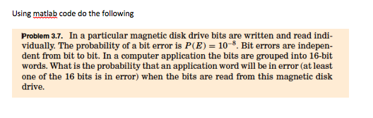 Using matlab code do the following Problem 3.7. In a | Chegg.com