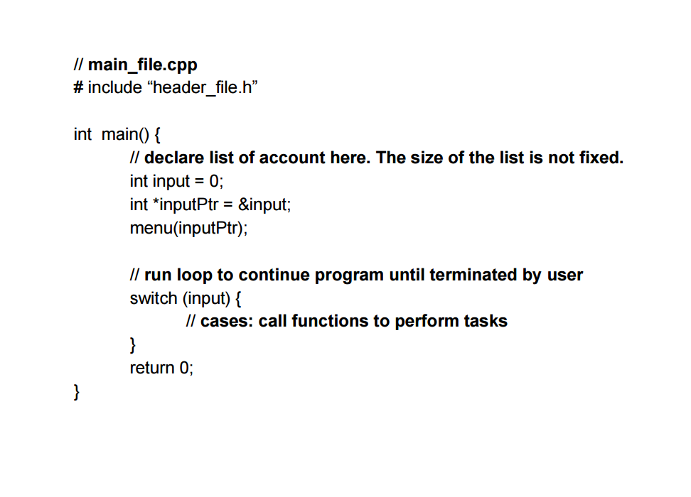 Solved In this project, we will make up a banking system. | Chegg.com