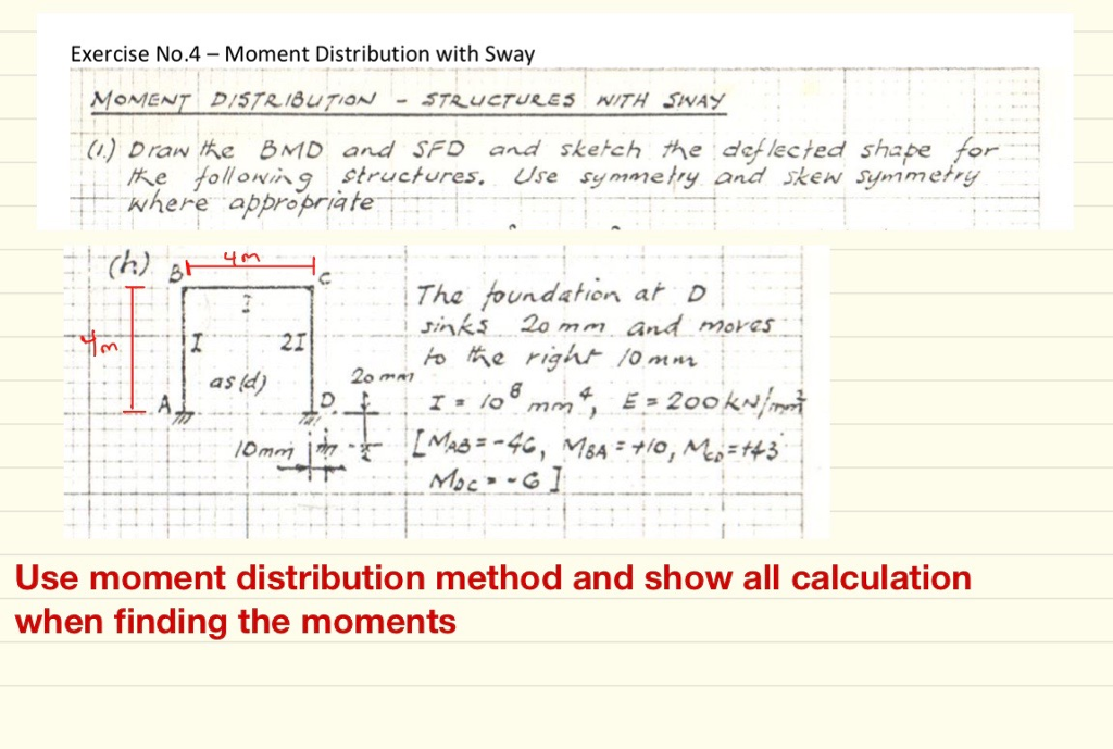Solved Exercise No.4 Moment Distribution with Sway MOMENT