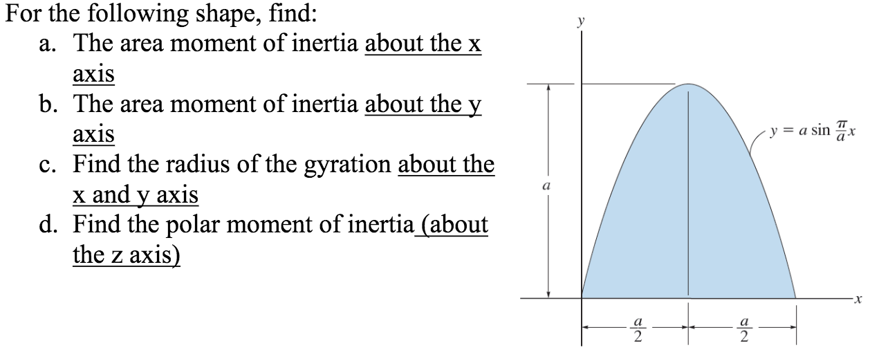 Solved For the following shape, find: The area moment of | Chegg.com