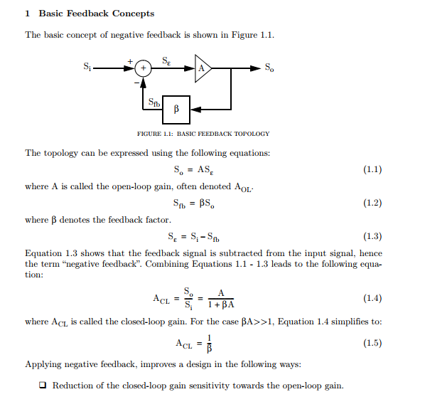 Solved 1 Basic Feedback Concepts The basic concept of