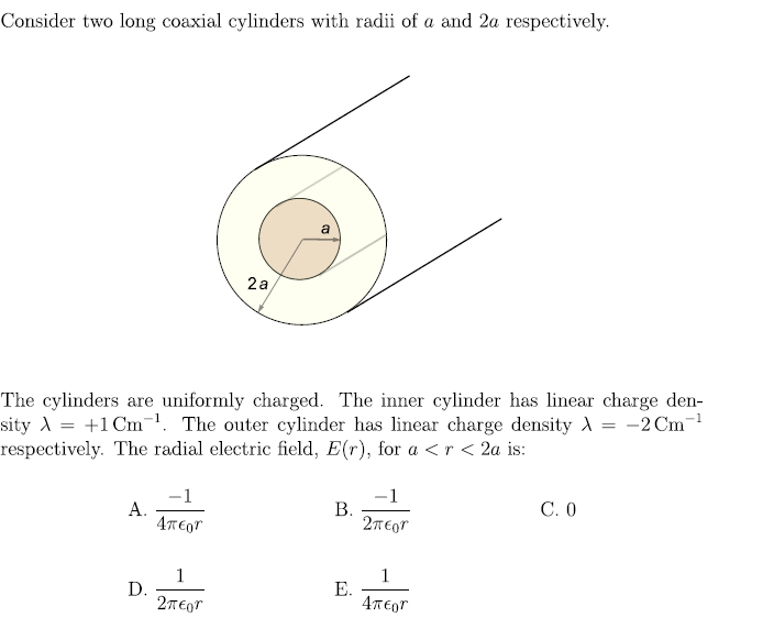 Solved Consider two long coaxial cylinders with radii of a