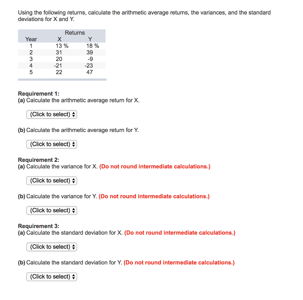 Solved using the following returns calculate the arithmetic chegg