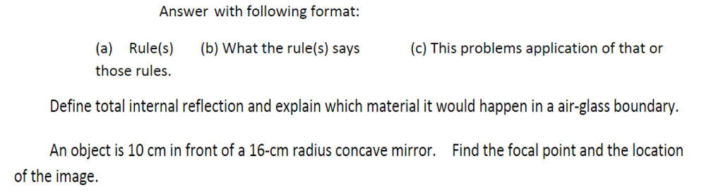 Solved Answer With Following Format a Rule s Those Chegg