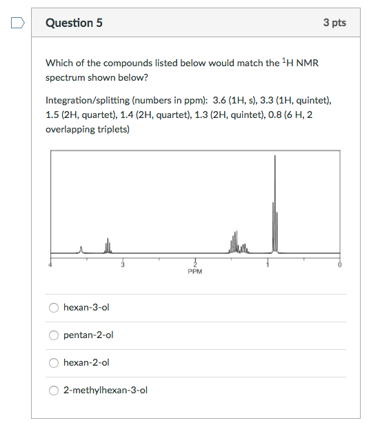 Solved Which Of The Compounds Listed Below Would Match Chegg