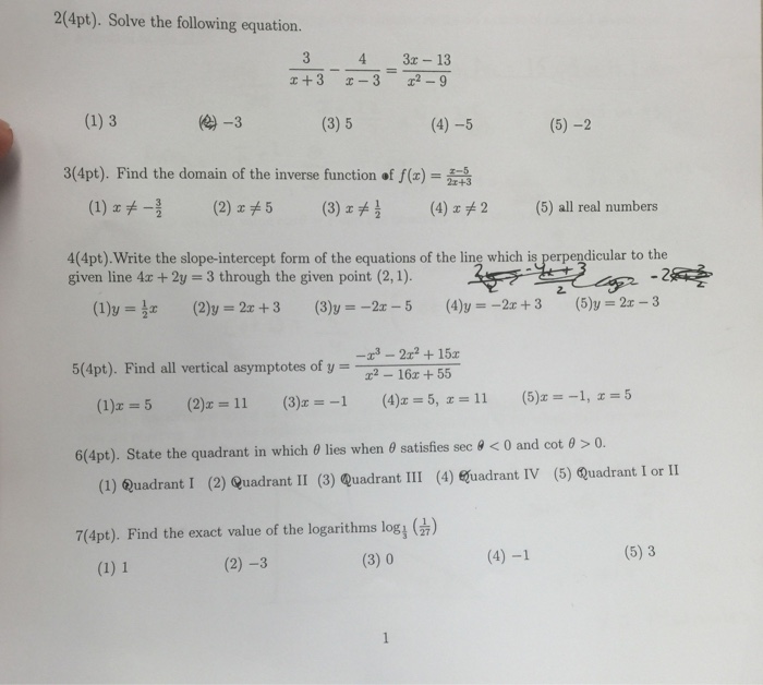 Solved Solve the following equation.3/x+3 - 4/x-3= | Chegg.com