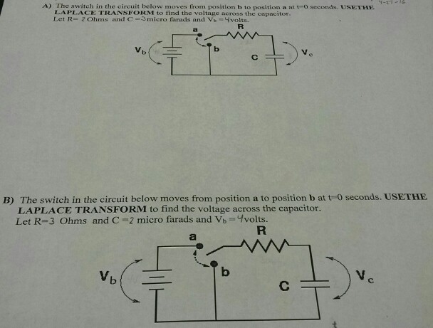 Solved The switch in the circuit below moves from position Chegg