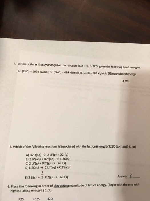 Solved Estimate The Enthalpy Change For The Reaction | Chegg.com