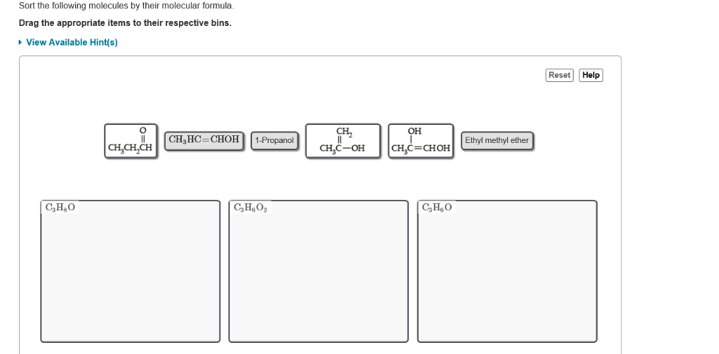 Solved Sort the following molecules by their molecular