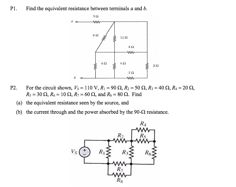 Solved Find the equivalent resistance between terminals a | Chegg.com