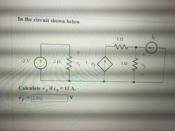 Solved In the circuit shown below Calculate v_y if i_z = 12 | Chegg.com