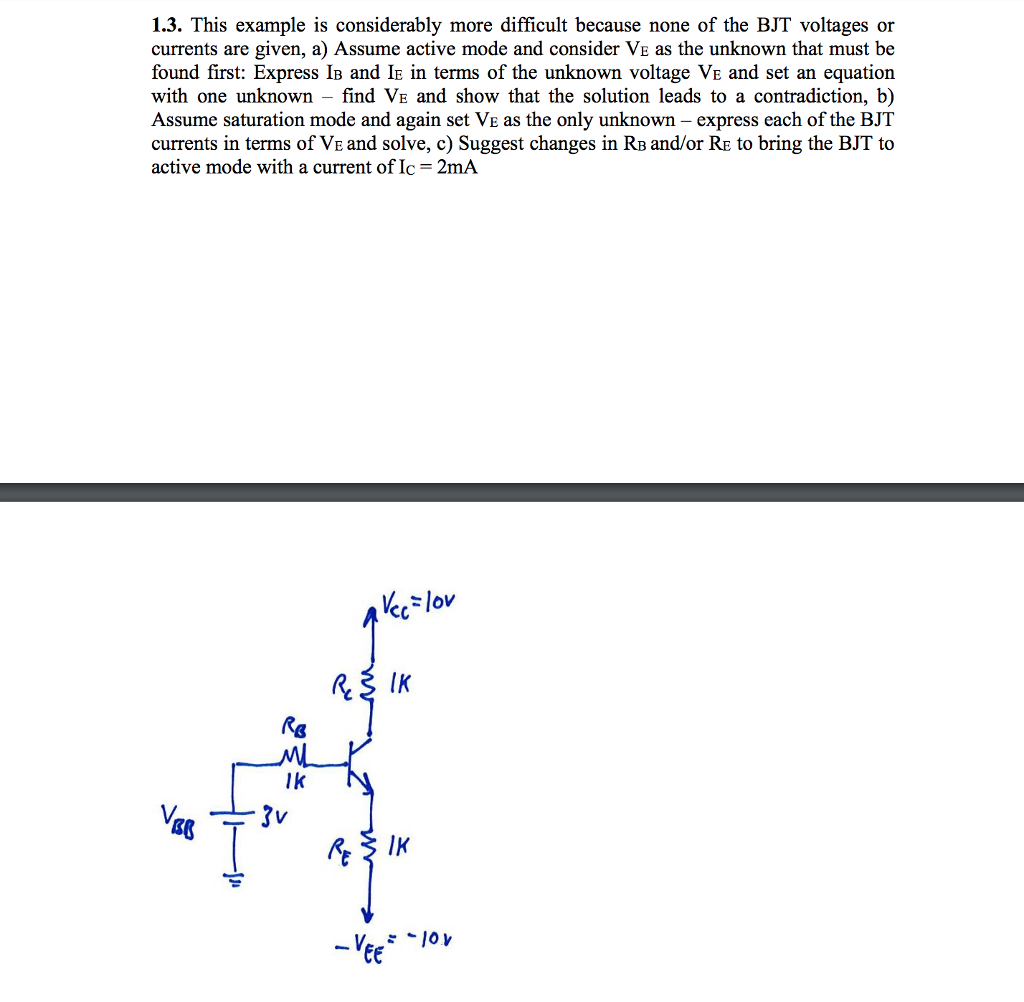 Solved Problem 1 BJT DC Circuits Analyze the four circuits