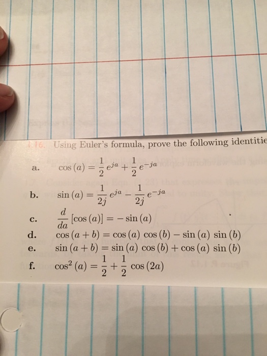 Solved Using Eulers Formula Prove The Following A Cos 2154