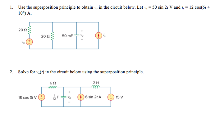 Solved I. Use the superposition principle to obtain v, in | Chegg.com