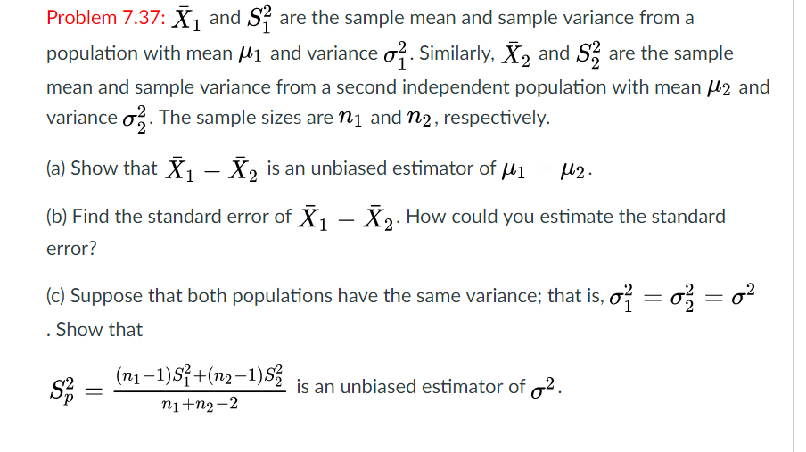 Solved: X_1 And S^2_1 Are The Sample Mean And Sample Varia... | Chegg.com