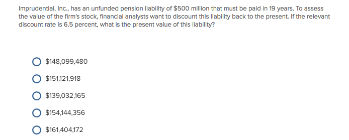 Solved Imprudential, Inc., Has An Unfunded Pension Liability 