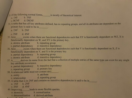 Solved Nts Each 26 Normalization Works Through A Series Of Chegg