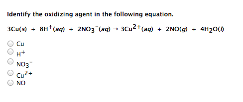 Solved Identify the oxidizing agent in the following | Chegg.com