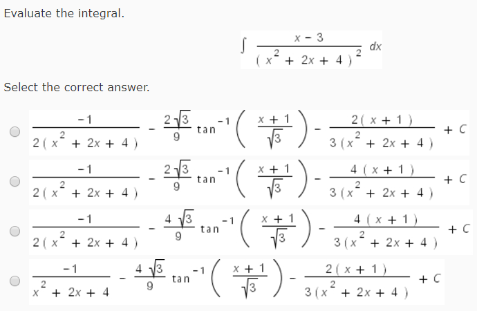 Solved Evaluate the integral. integral x - 3/(x^2 + 2x + | Chegg.com