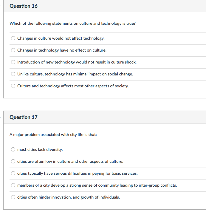 Solved Which of the following statements on culture and | Chegg.com