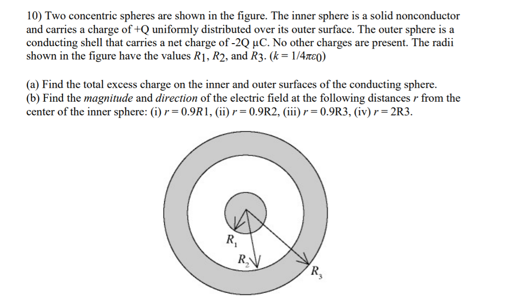 Solved 10) Two Concentric Spheres Are Shown In The Figure. | Chegg.com