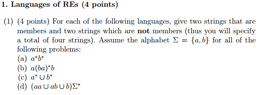 Solved Languages Of REs For Each Of The Following | Chegg.com