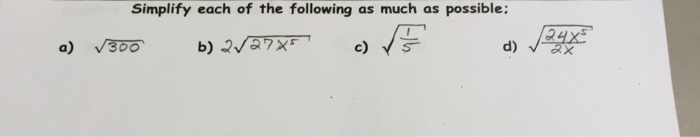 Solved Simplify Each Of The Following As Much As Possible: | Chegg.com