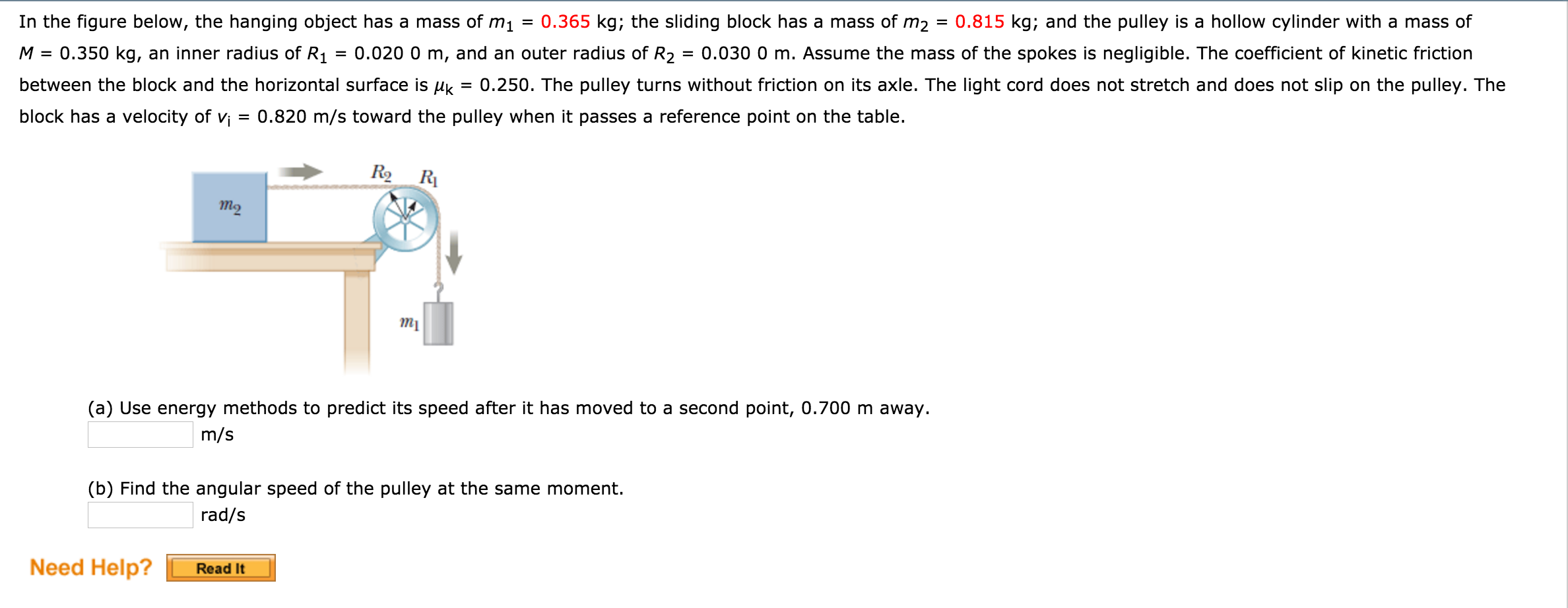 Solved: In The Figure Below, The Hanging Object Has A Mass... | Chegg.com