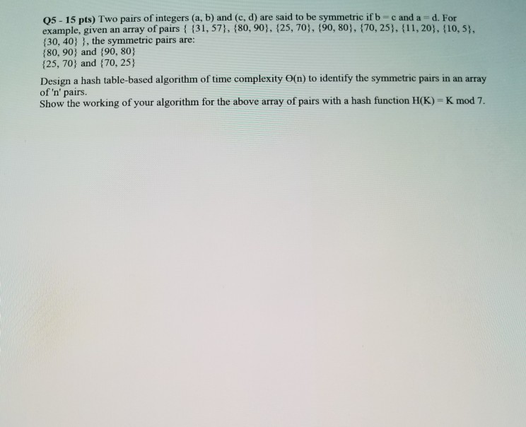 Solved Q5-15 pts) Two pairs of integers (a, b) and (c, d) | Chegg.com