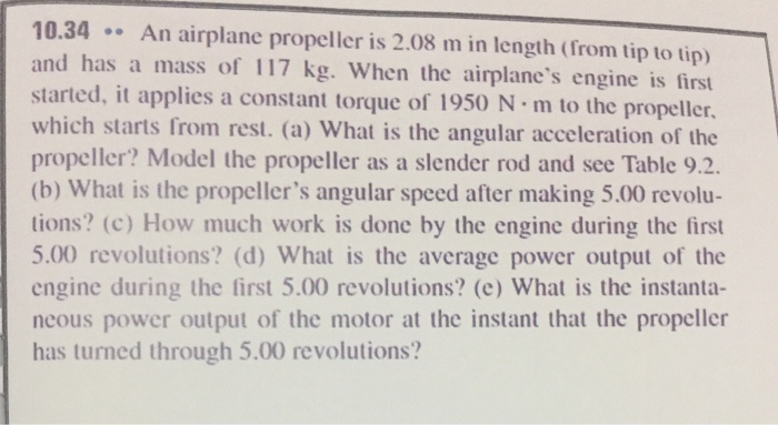 Solved An airplane propeller is 2.08 m in length (from tip | Chegg.com