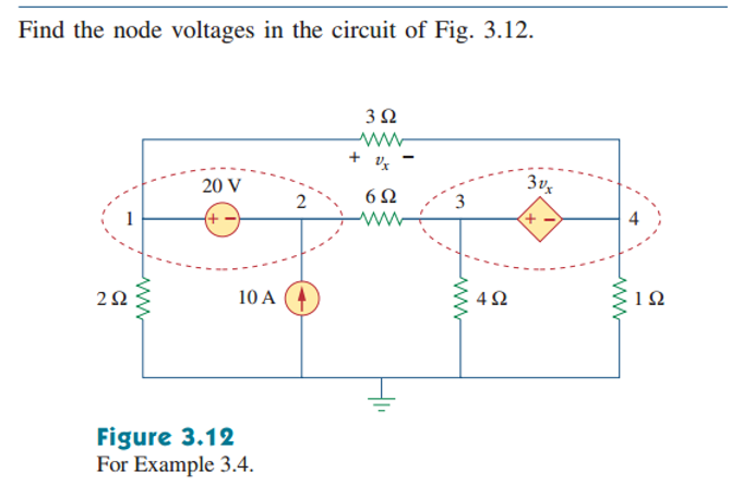 Solved Find the node voltages in the circuit of Fig. 3.12. | Chegg.com