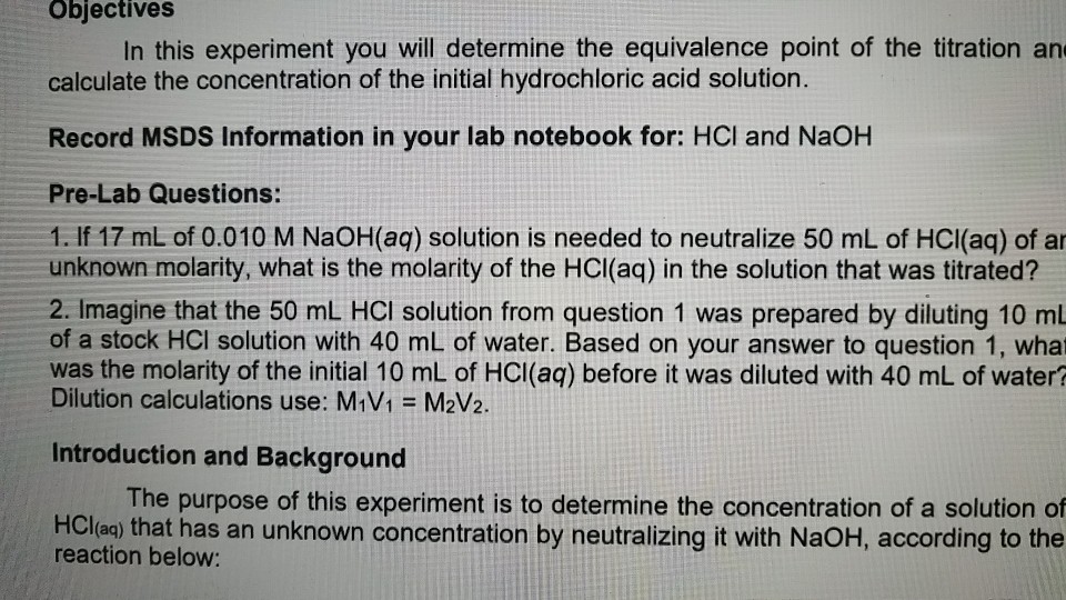 Solved Objectives calculate the concentration of the initial | Chegg.com