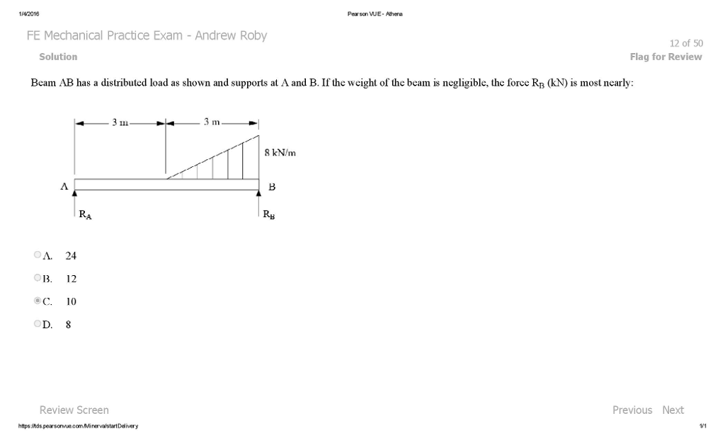 Solved 1/4/2016 Pear son VWE- Ahena FE Mechanical Practice | Chegg.com