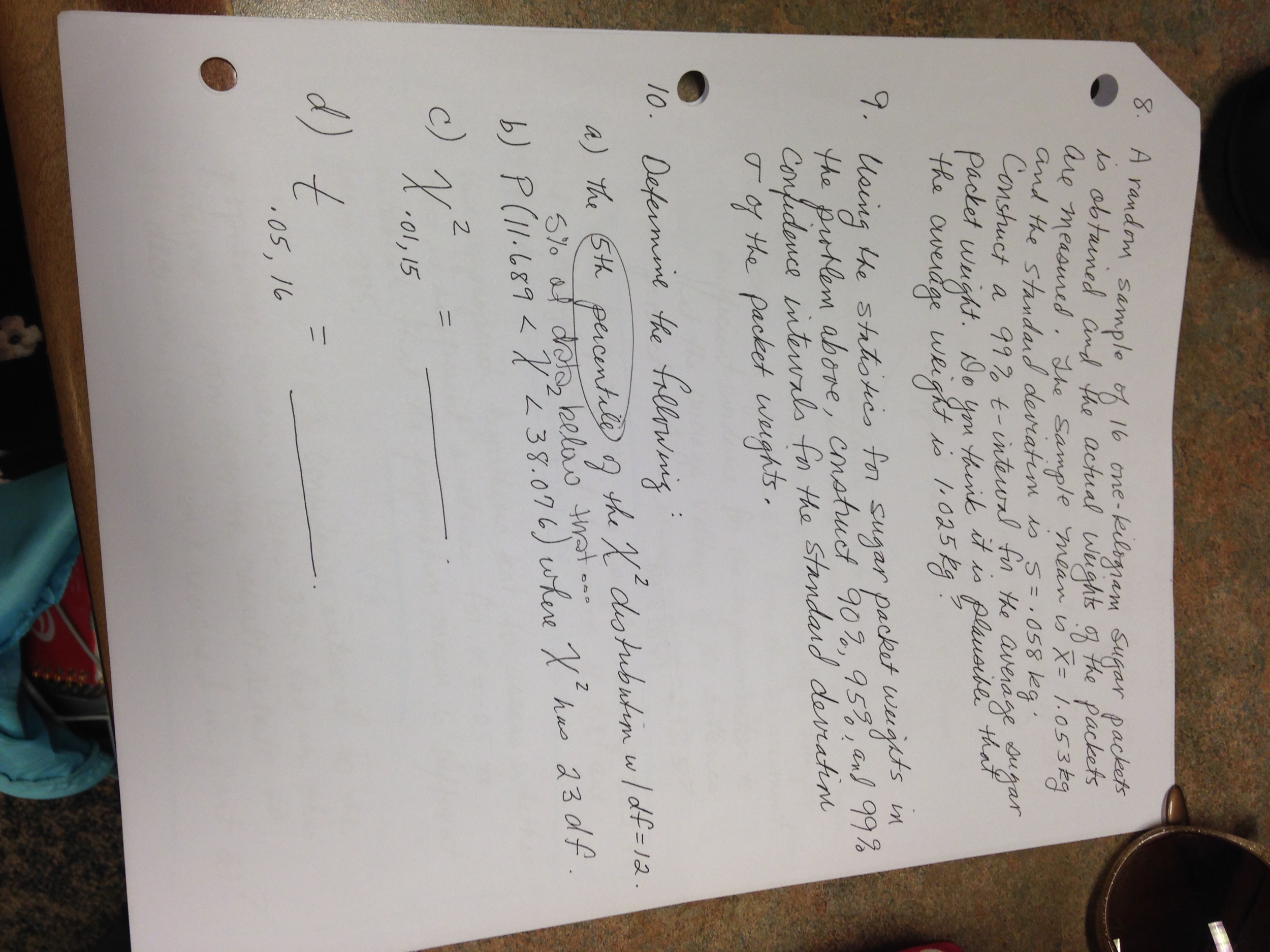 Solved A random sample of 16 onekilogram sugar packets is