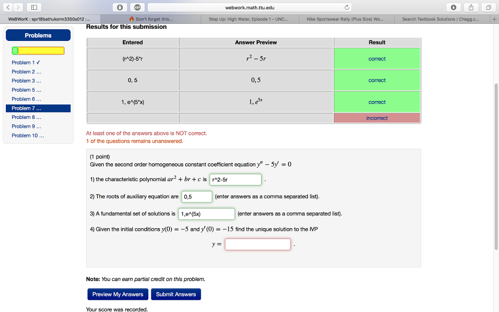 Solved ED Webwork.math.ttu.edu WeBWork: | Chegg.com