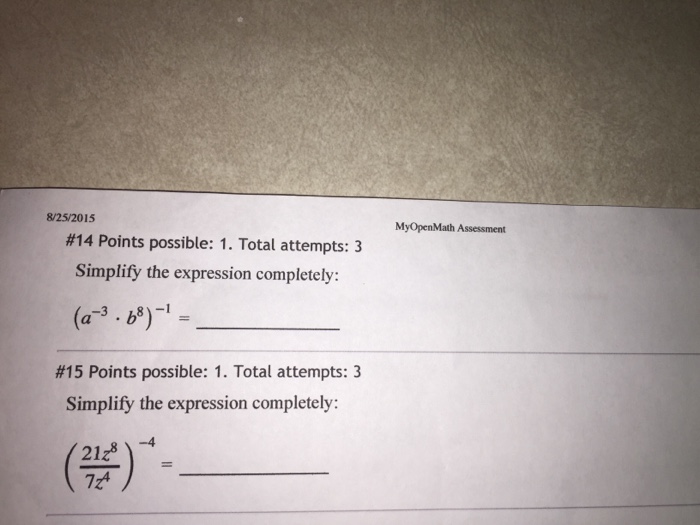 Solved Simplify The Expression Completely A 3 B 8 1 Chegg